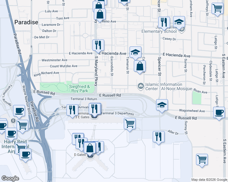 map of restaurants, bars, coffee shops, grocery stores, and more near 1371 Di Blasi Drive in Las Vegas