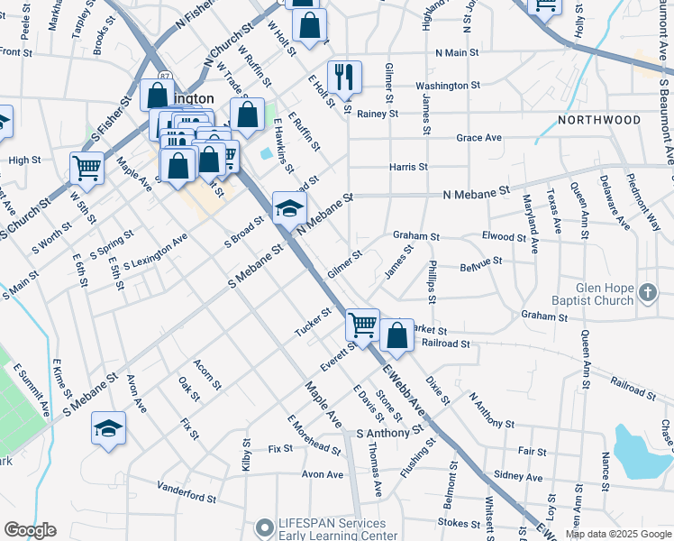 map of restaurants, bars, coffee shops, grocery stores, and more near in Burlington