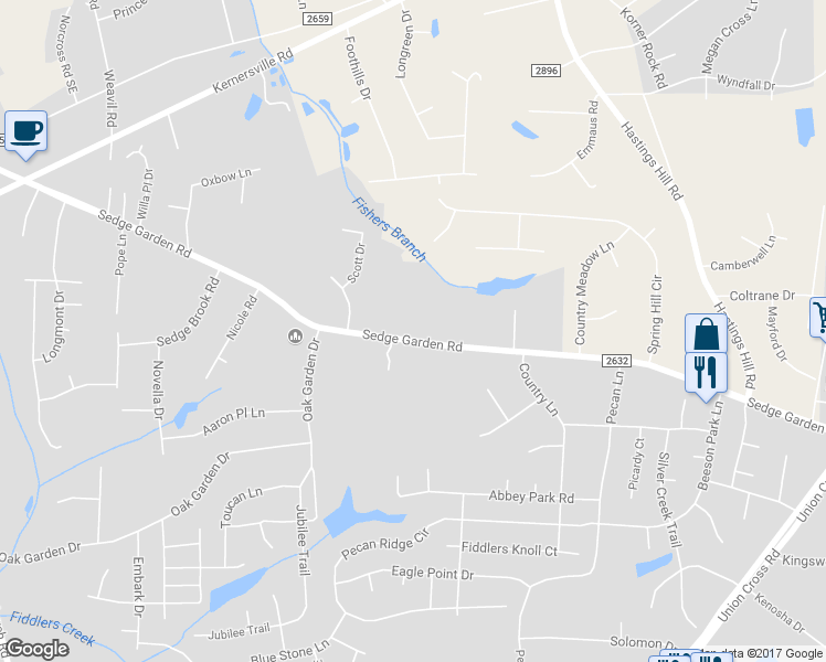 map of restaurants, bars, coffee shops, grocery stores, and more near 831 Sedge Garden Road in Kernersville