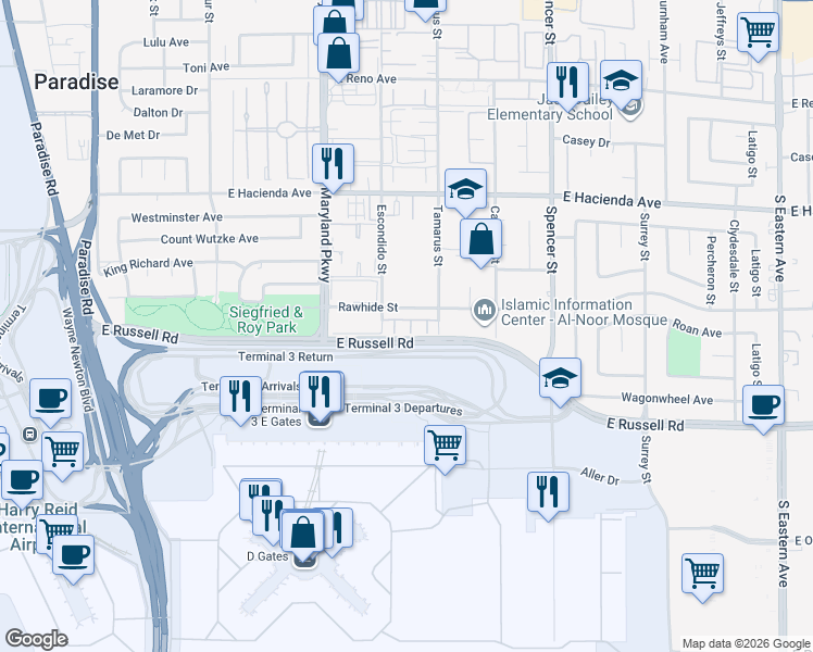 map of restaurants, bars, coffee shops, grocery stores, and more near 1411 Di Blasi Drive in Las Vegas
