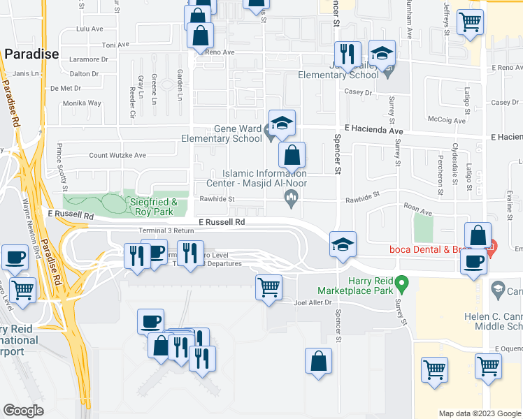 map of restaurants, bars, coffee shops, grocery stores, and more near 1471 Di Blasi Drive in Las Vegas