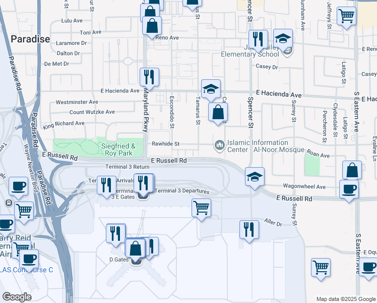map of restaurants, bars, coffee shops, grocery stores, and more near 1431 Di Blasi Drive in Las Vegas