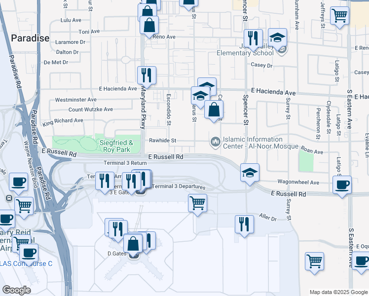 map of restaurants, bars, coffee shops, grocery stores, and more near 1431 Di Blasi Drive in Las Vegas