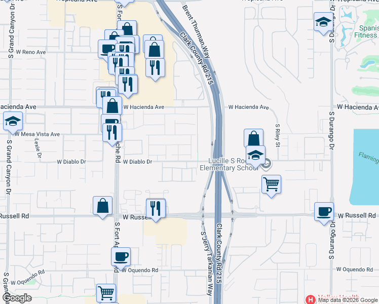 map of restaurants, bars, coffee shops, grocery stores, and more near 9215 Martel Avenue in Las Vegas