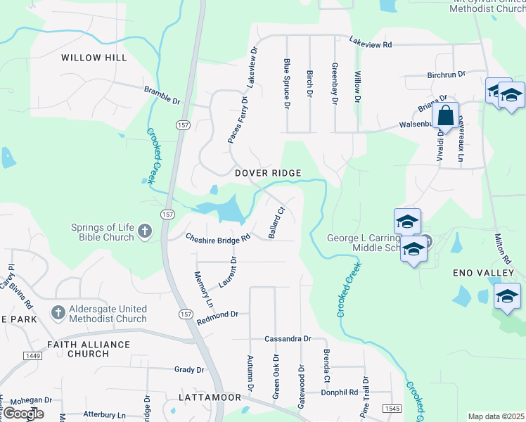 map of restaurants, bars, coffee shops, grocery stores, and more near 9th Street in Durham