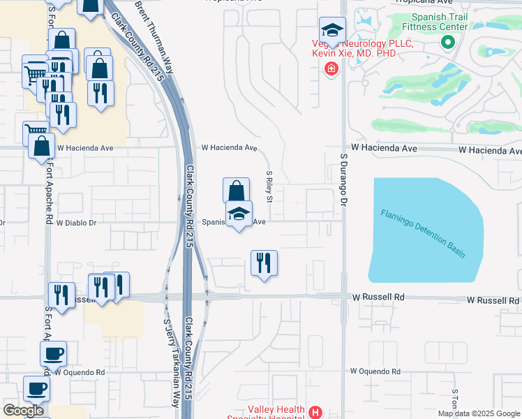 map of restaurants, bars, coffee shops, grocery stores, and more near 8816 Spanish Ridge Avenue in Las Vegas