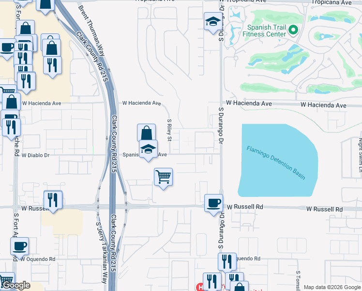 map of restaurants, bars, coffee shops, grocery stores, and more near 5468 Enchanted Rose Street in Las Vegas