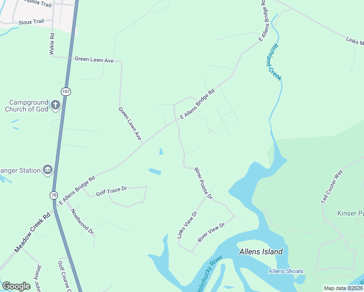 map of restaurants, bars, coffee shops, grocery stores, and more near River Pointe Drive in Greeneville