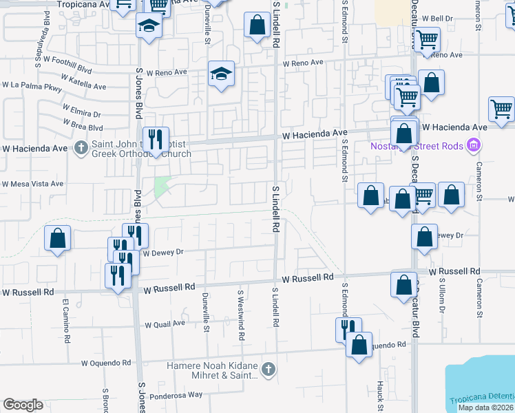 map of restaurants, bars, coffee shops, grocery stores, and more near 5471 Green Horn Street in Las Vegas