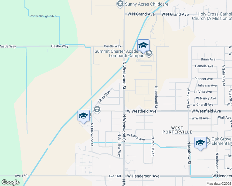 map of restaurants, bars, coffee shops, grocery stores, and more near 1299-1335 North Jennifer Way in Porterville