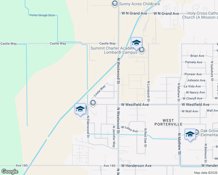 map of restaurants, bars, coffee shops, grocery stores, and more near 1299-1335 North Jennifer Way in Porterville