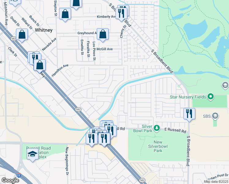 map of restaurants, bars, coffee shops, grocery stores, and more near 5492 Funks Grove Lane in Las Vegas