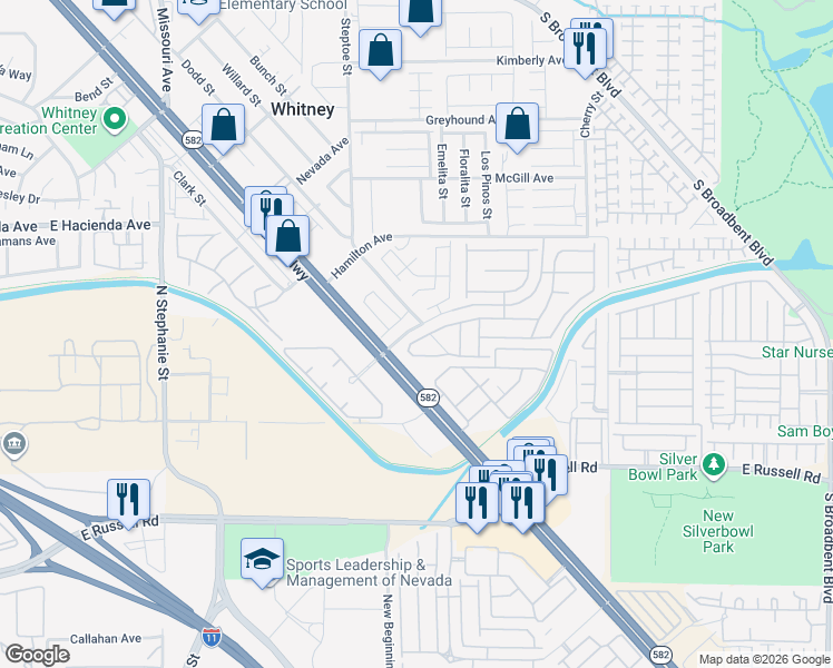map of restaurants, bars, coffee shops, grocery stores, and more near 6292 Point Isabel Way in Las Vegas