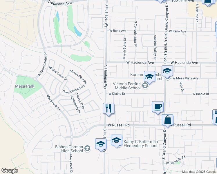 map of restaurants, bars, coffee shops, grocery stores, and more near 5447 Mountain Elk Court in Las Vegas