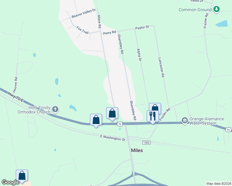 map of restaurants, bars, coffee shops, grocery stores, and more near 225 Mace Rd in Mebane