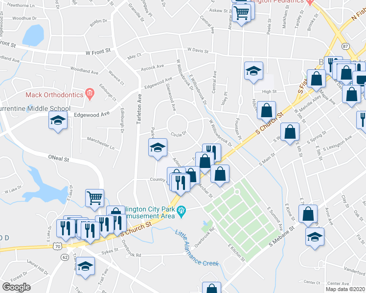 map of restaurants, bars, coffee shops, grocery stores, and more near 460 Parkview Drive in Burlington