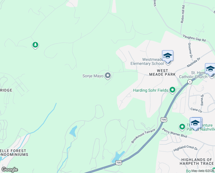map of restaurants, bars, coffee shops, grocery stores, and more near 6613 Chatsworth Place in Nashville