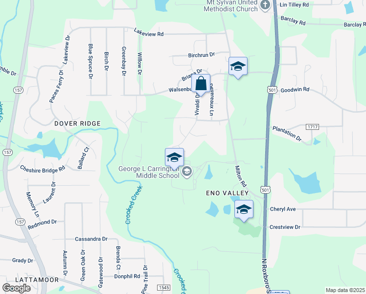 map of restaurants, bars, coffee shops, grocery stores, and more near 3 Amador Place in Durham