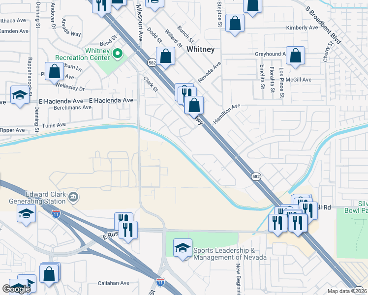 map of restaurants, bars, coffee shops, grocery stores, and more near 5861 Medallion Drive in Las Vegas