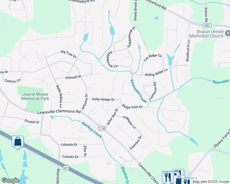 map of restaurants, bars, coffee shops, grocery stores, and more near 1012 Alabnon Road in Lewisville