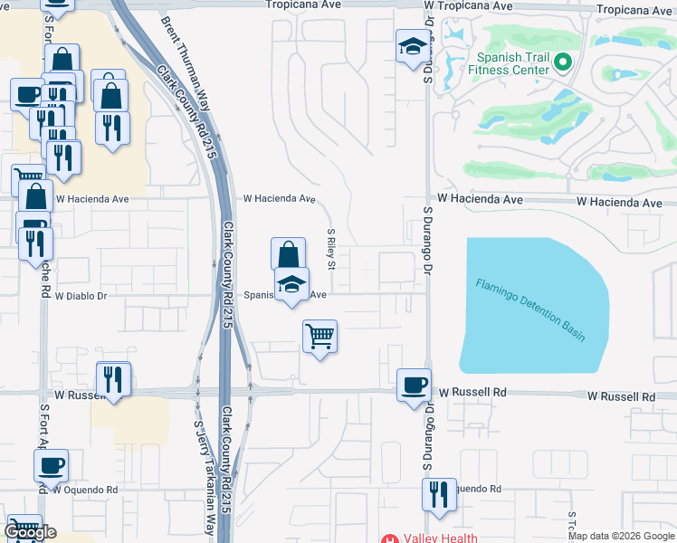 map of restaurants, bars, coffee shops, grocery stores, and more near 8816 Spanish Ridge Avenue in Las Vegas