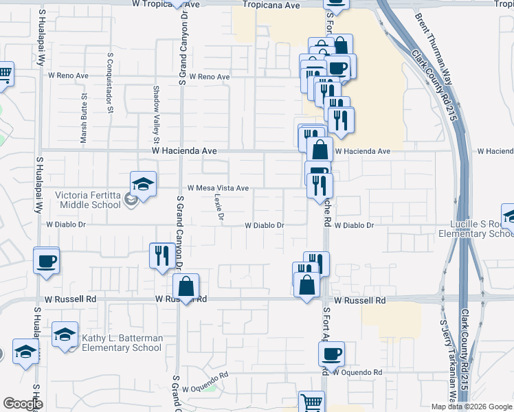 map of restaurants, bars, coffee shops, grocery stores, and more near 9594 Newton Grove Court in Las Vegas