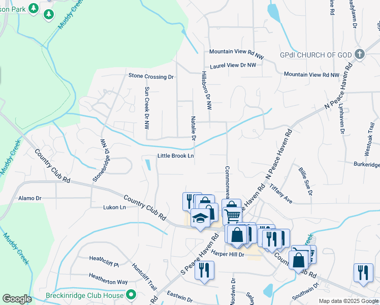 map of restaurants, bars, coffee shops, grocery stores, and more near 240 Natalie Drive in Winston-Salem