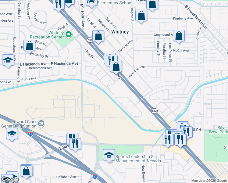 map of restaurants, bars, coffee shops, grocery stores, and more near 5870 Medallion Drive in Las Vegas