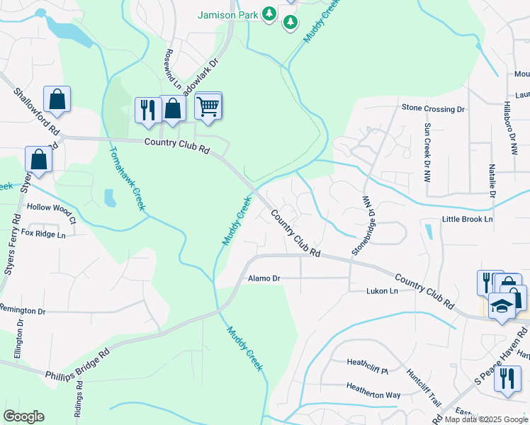map of restaurants, bars, coffee shops, grocery stores, and more near 1008 Turtle Rock Lane in Winston-Salem