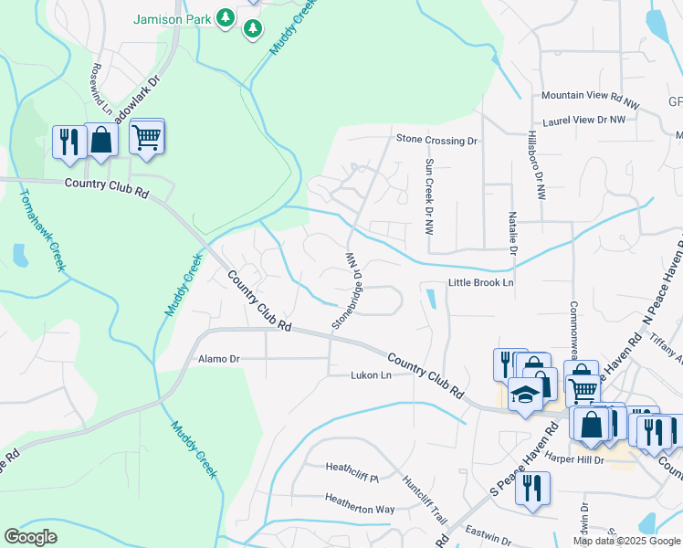 map of restaurants, bars, coffee shops, grocery stores, and more near 501 Culpepper Court in Winston-Salem