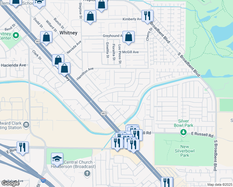 map of restaurants, bars, coffee shops, grocery stores, and more near 6369 Point Isabel Way in Las Vegas