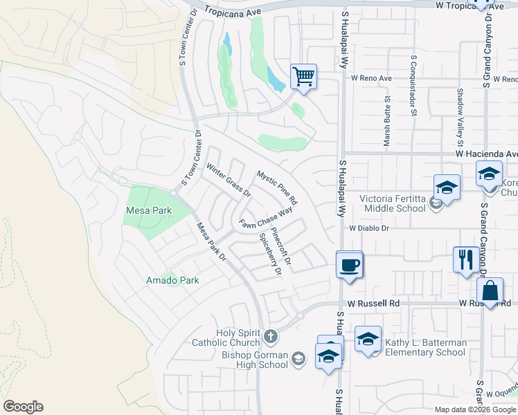 map of restaurants, bars, coffee shops, grocery stores, and more near 10402 Winter Grass Drive in Las Vegas