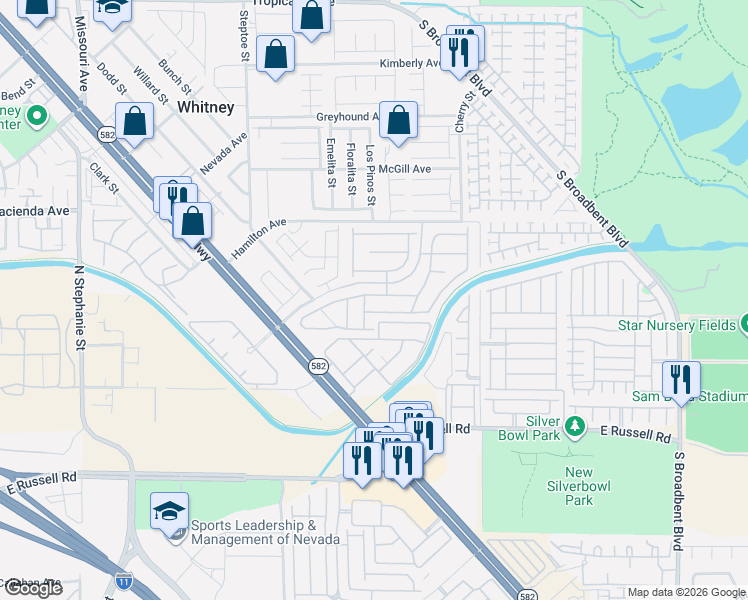 map of restaurants, bars, coffee shops, grocery stores, and more near 6369 Point Isabel Way in Las Vegas