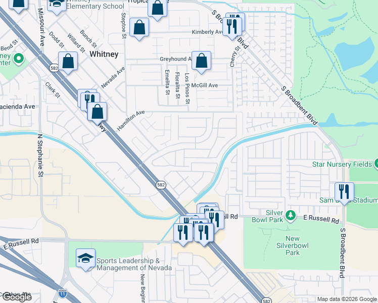 map of restaurants, bars, coffee shops, grocery stores, and more near 6369 Point Isabel Way in Las Vegas