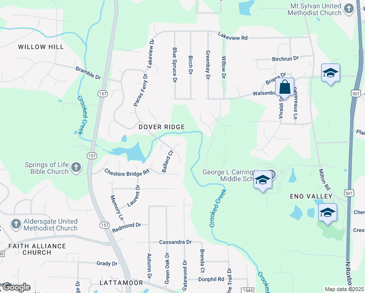 map of restaurants, bars, coffee shops, grocery stores, and more near 26 Ballard Court in Durham