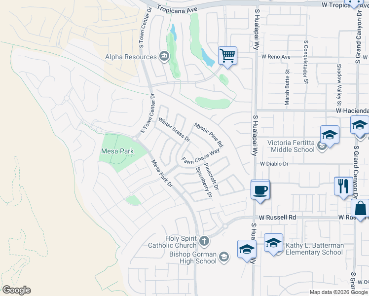 map of restaurants, bars, coffee shops, grocery stores, and more near 5431 Canopy Oak Dr in Las Vegas