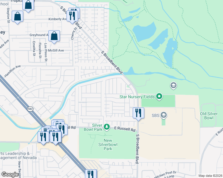 map of restaurants, bars, coffee shops, grocery stores, and more near 5433 Cross Meadows Lane in Las Vegas