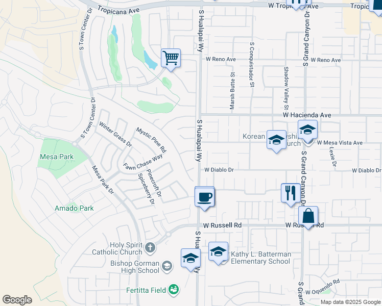 map of restaurants, bars, coffee shops, grocery stores, and more near 5445 Progresso Street in Las Vegas
