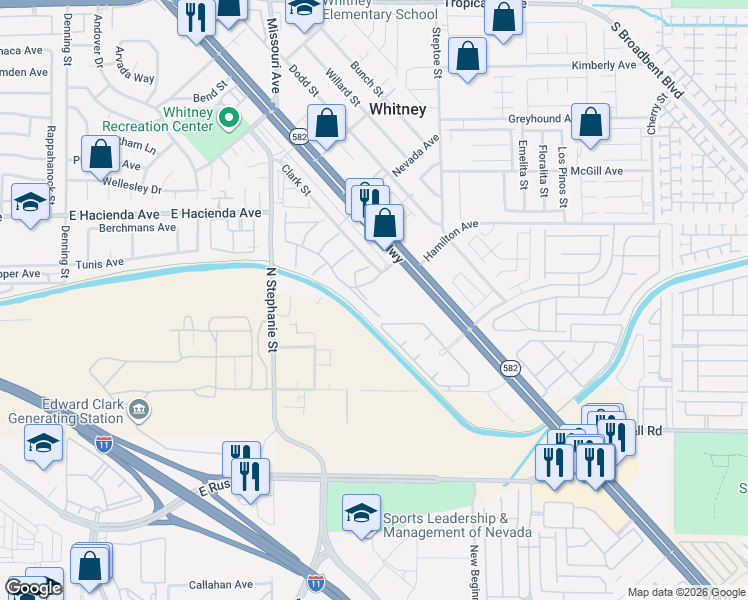 map of restaurants, bars, coffee shops, grocery stores, and more near 5880 Medallion Drive in Las Vegas