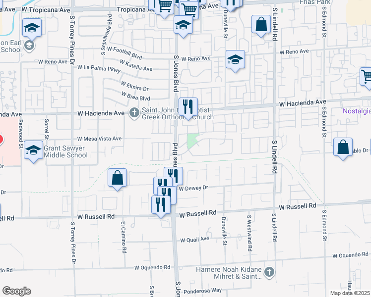 map of restaurants, bars, coffee shops, grocery stores, and more near 6030 Spring Ranch Parkway in Las Vegas