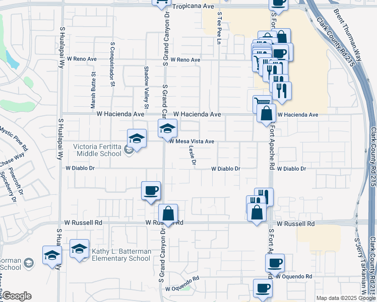 map of restaurants, bars, coffee shops, grocery stores, and more near 9711 Drayton Avenue in Las Vegas