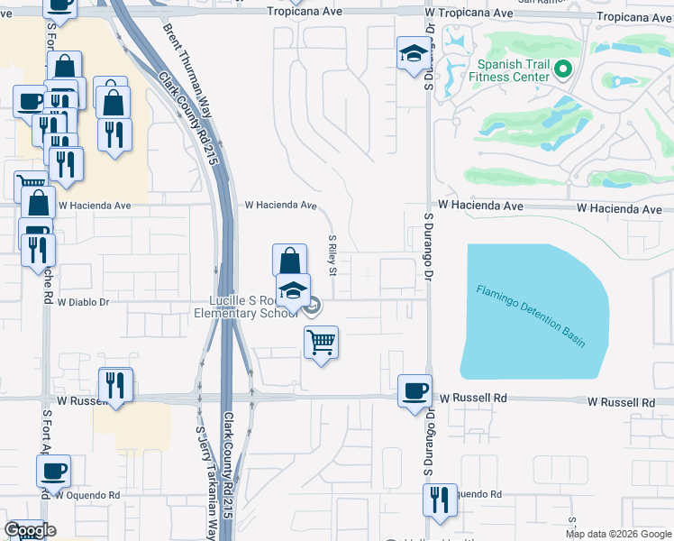 map of restaurants, bars, coffee shops, grocery stores, and more near 8816 Spanish Ridge Avenue in Las Vegas
