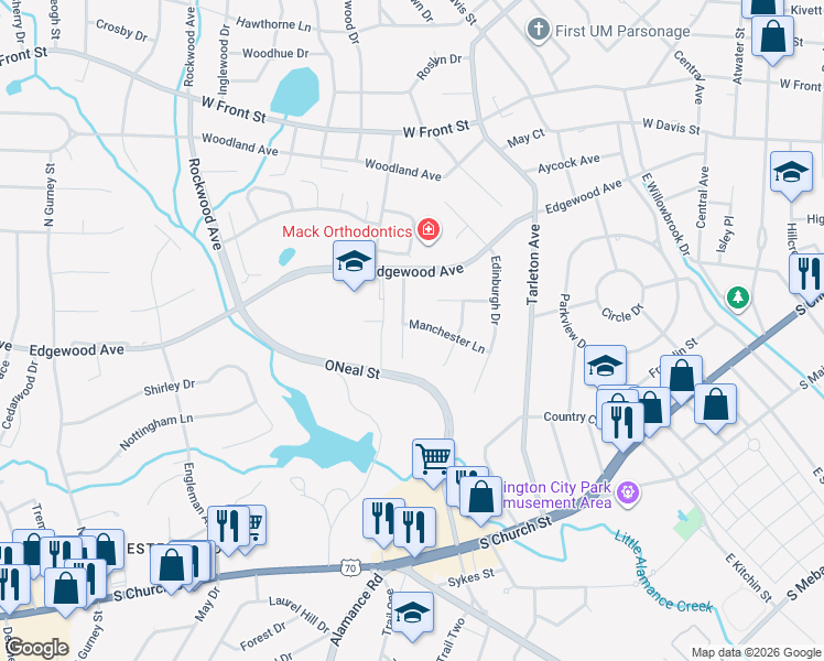 map of restaurants, bars, coffee shops, grocery stores, and more near 393 Billingham Drive in Burlington