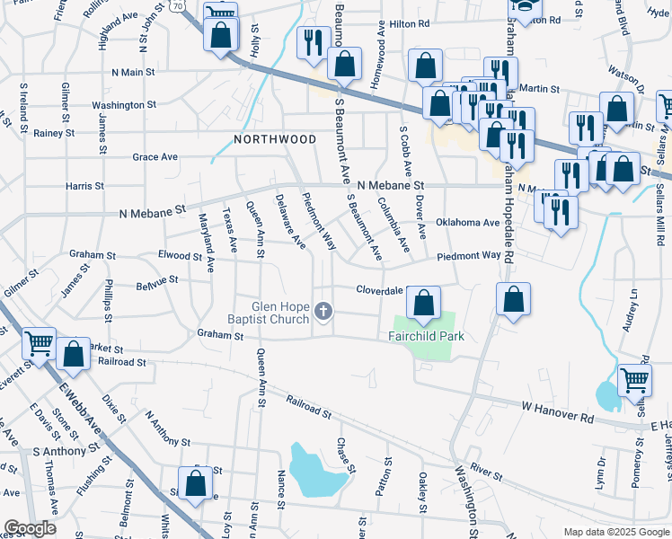 map of restaurants, bars, coffee shops, grocery stores, and more near 630 North Avenue in Burlington