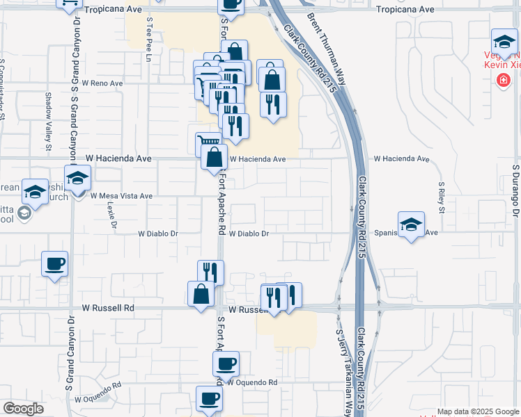 map of restaurants, bars, coffee shops, grocery stores, and more near 9287 Martel Avenue in Las Vegas