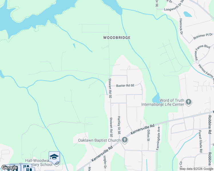 map of restaurants, bars, coffee shops, grocery stores, and more near 330 Stewart Road Southeast in Winston-Salem