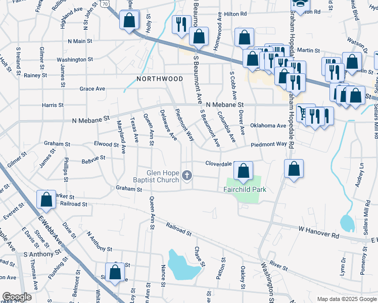 map of restaurants, bars, coffee shops, grocery stores, and more near 632 North Avenue in Burlington