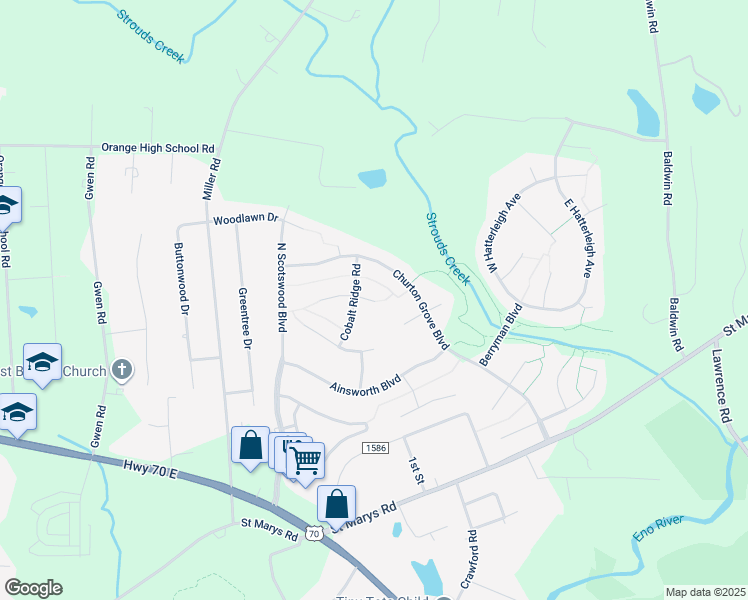 map of restaurants, bars, coffee shops, grocery stores, and more near 1913 E Chapman Ct in Hillsborough