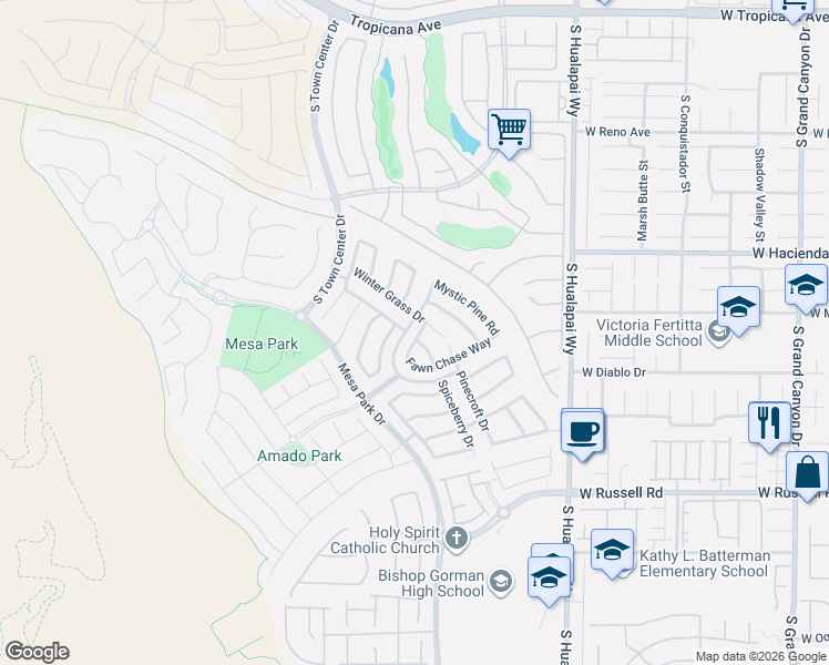 map of restaurants, bars, coffee shops, grocery stores, and more near 5423 Canopy Oak Drive in Las Vegas