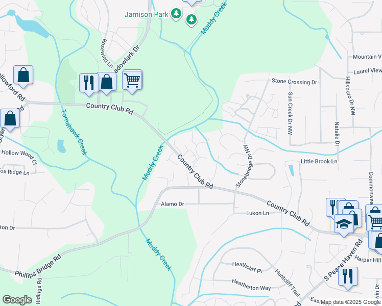 map of restaurants, bars, coffee shops, grocery stores, and more near 198 Kinloch Court in Winston-Salem